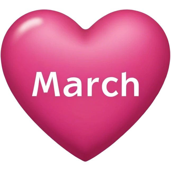 Dark pink heart with the words March8th in the middle  emoji