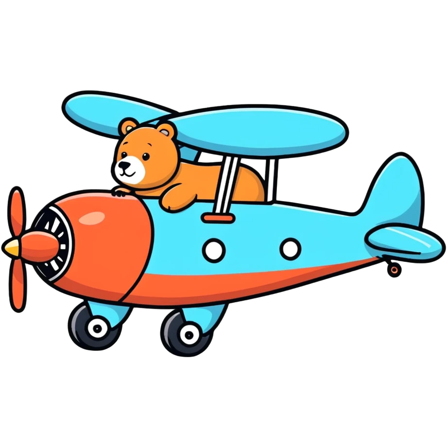 Cute bear in airplane emoji