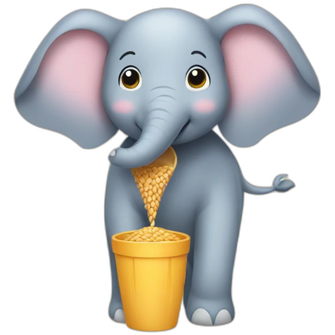 Cute elephant watering wheat emoji