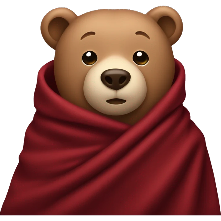 Bear wrapped in dark red blanket emoji