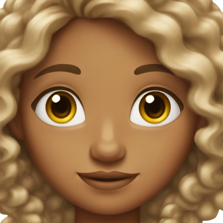 tanned girl with long curly brown hair and long lashes emoji