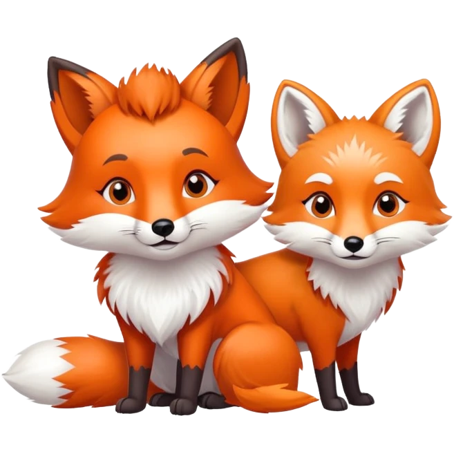 A red fox and an arctic fox emoji