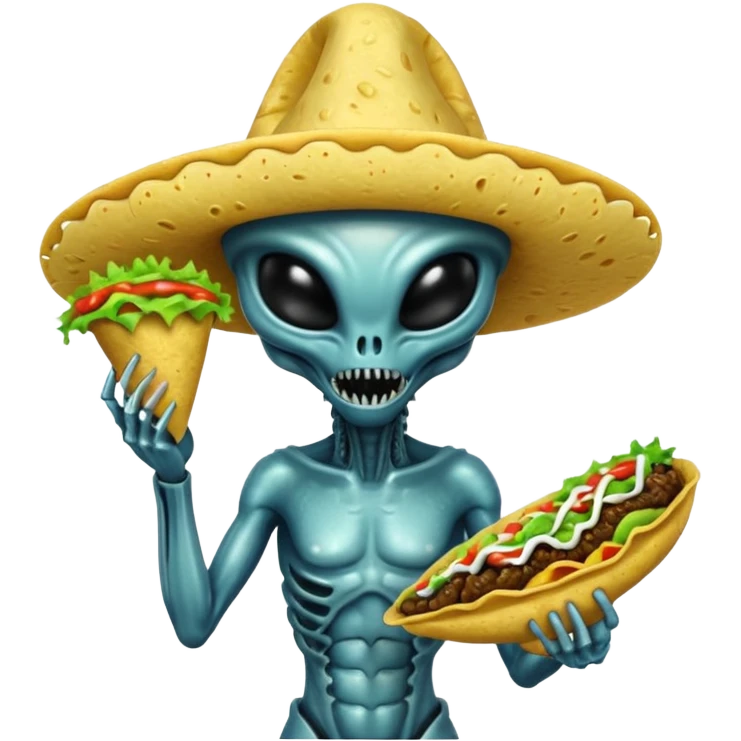 Xenomorph Alien holding tacos emoji