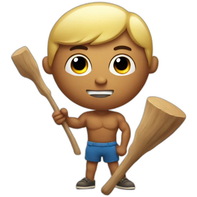 Muscle man with stick and school board emoji