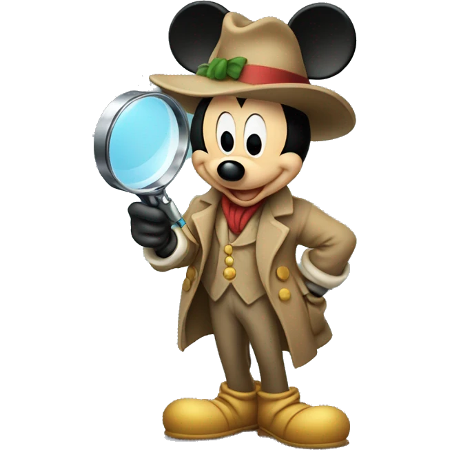 mickey mouse detective holding a magnifying glass emoji