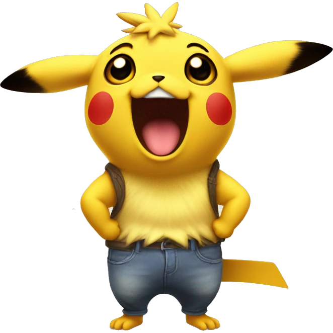 a singular surprised pikachu, in the style of a cartoon targeted towards grown men, realistic emoji