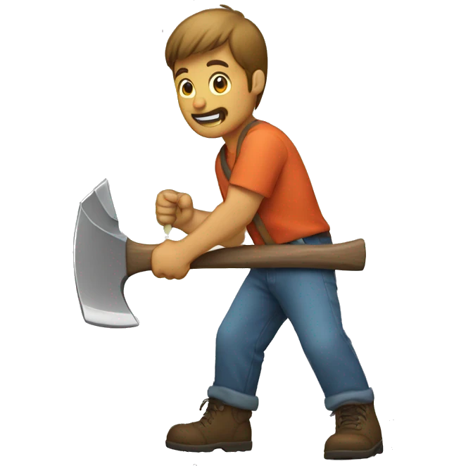 man CUTTING TREE WITH AXE emoji