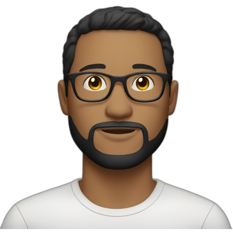 white young man with round glasses and black straight short hair and short beard emoji