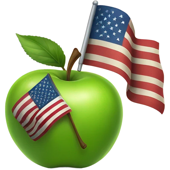 Green Apple holding American flag  emoji