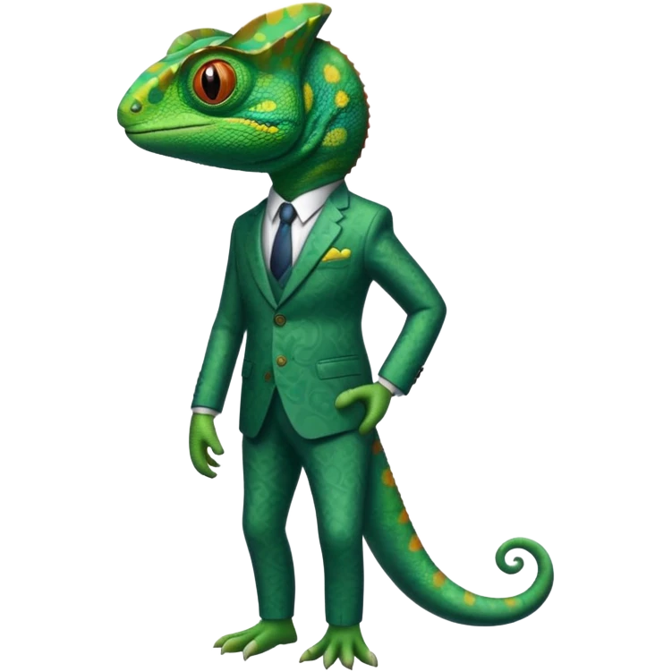 A chameleon in formal clothes emoji