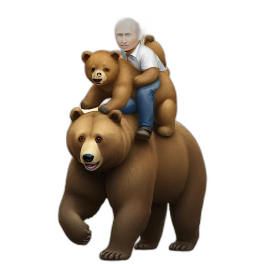 Vladimir putin with rainbow flag riding on a bear emoji