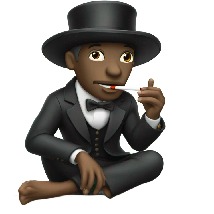 man with top hat smoking a cigarette on a surf board emoji
