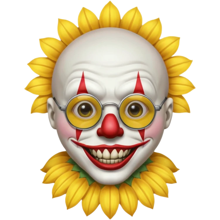 The terrifier clown wearing sunflower glassess, cartoon emoji