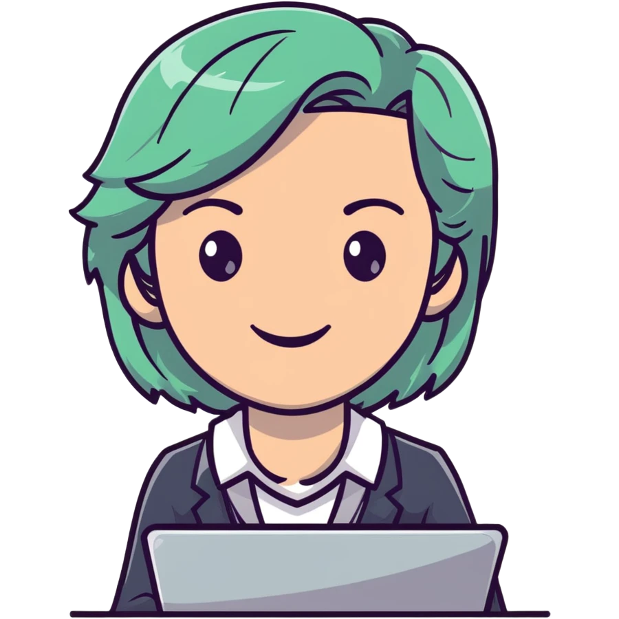 smiling English teacher with airtouch hair and grey-green eyes emoji