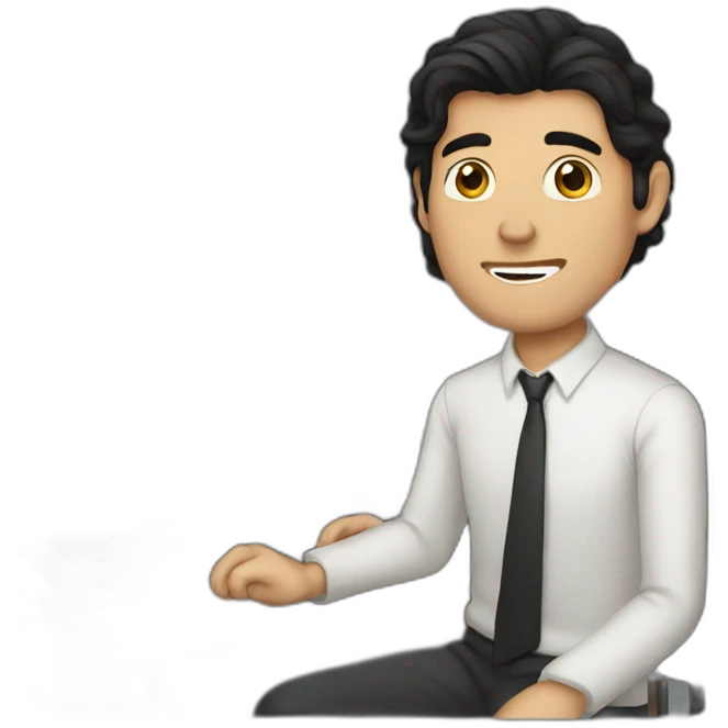 man with dark hair at a computer emoji