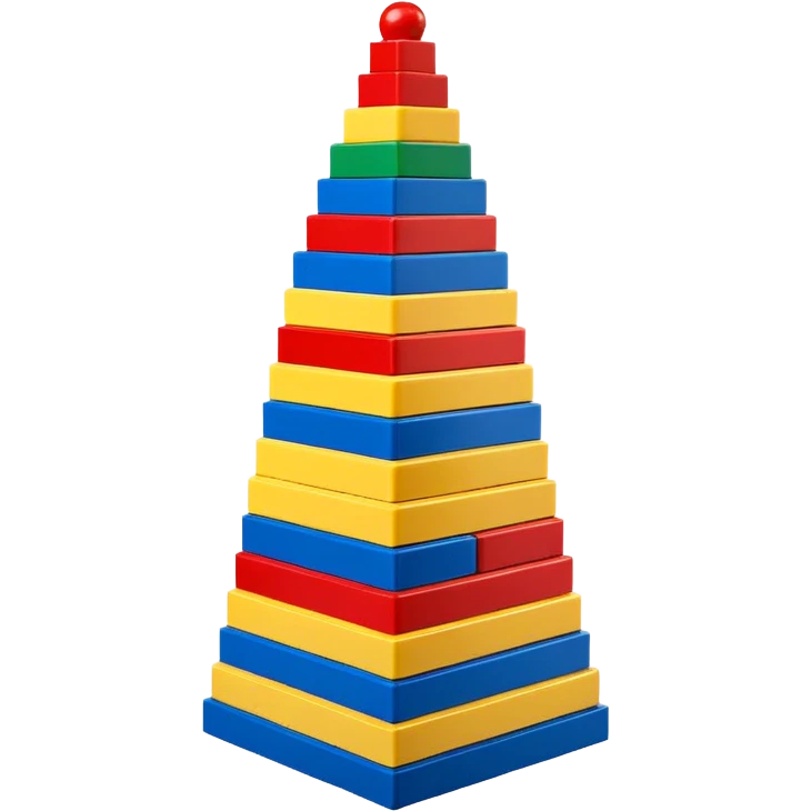 multiple lego blocks stacked upwards, colorful, minimal design emoji