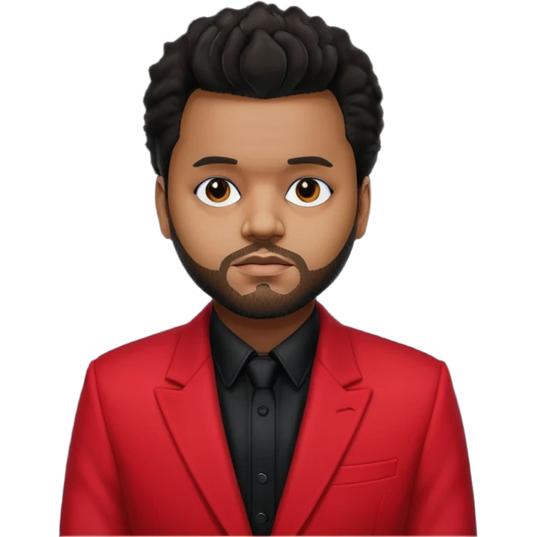 The Weeknd with black shirt, red suit jacket emoji