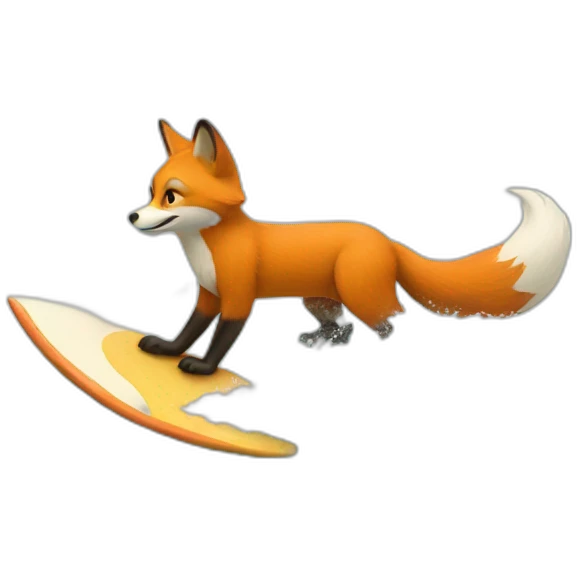 Fox surfing a wave emoji