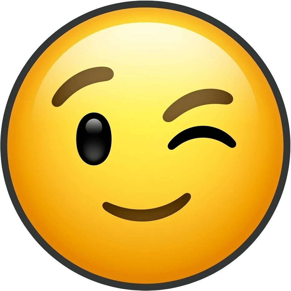 Create a yellow reaction emoji with one raised eyebrow, tiny half-smile, and a clear side-eye expression. Keep it simple, centered, readable at very small size, with a transparent background and clean dark outline. emoji