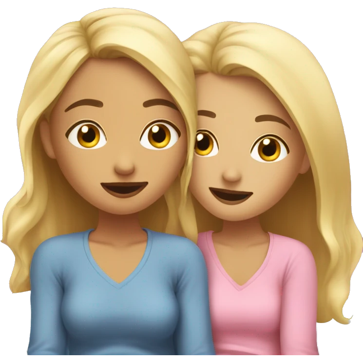 Blonde girl and brow girl in bed at a fun sleepover  emoji