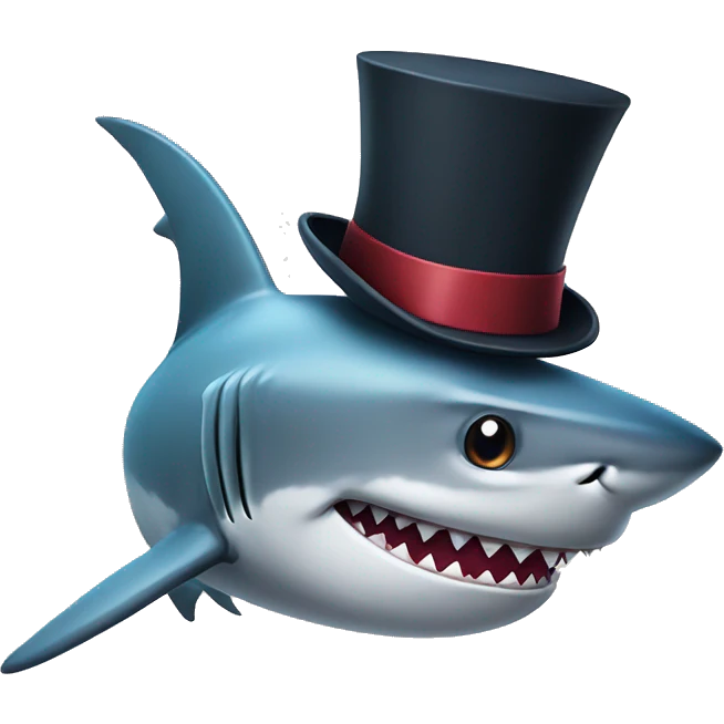 Shark with a top hat emoji