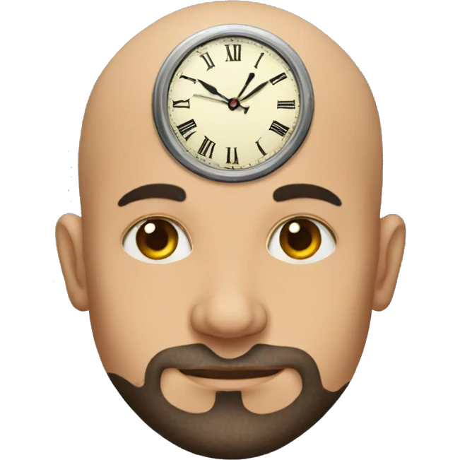Bald man wearing tattoos of Latin clocks emoji