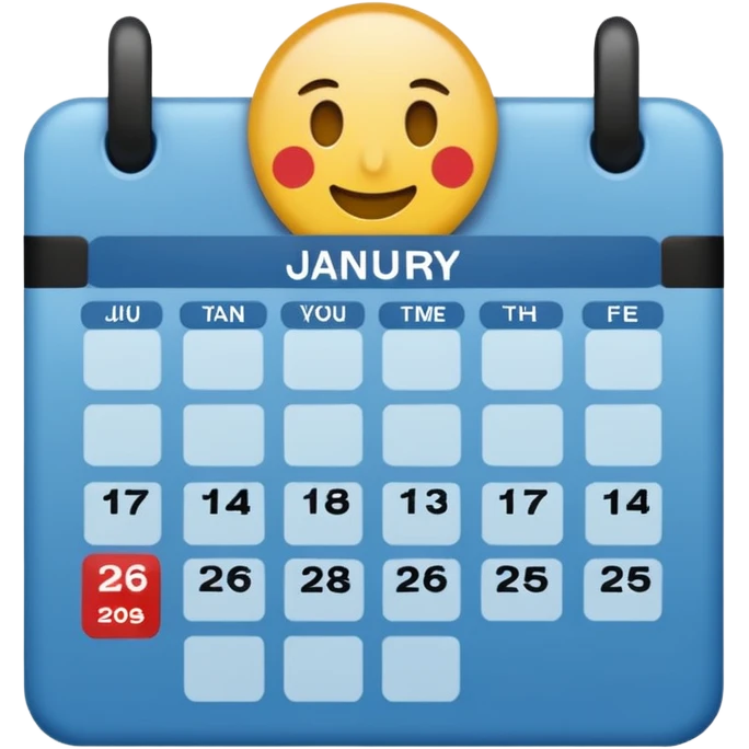 January calendar flat emojy style just writte Jan 2026 emoji