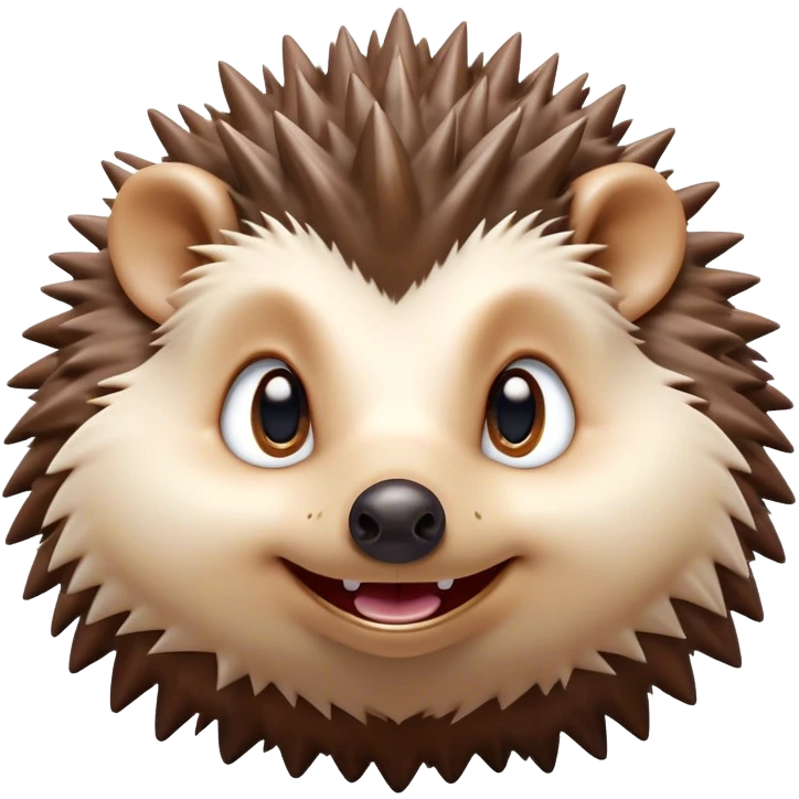 Cinematic Comical Hedgehog Portrait Emoji, Head tilted dramatically with an exaggeratedly amused expression, featuring a striking spiky brown Fur with a quirky, scrunched-up face and wide, expressive eyes filled with playful disbelief, Simplified yet hilariously expressive features, highly detailed, glowing with a slightly sassy glow, high shine, dramatic yet playful, stylized with an air of cheeky mischief, bright and endearing, soft glowing outline, capturing the essence of a spirited and over-the-top hedgehog, so meme-worthy it feels like it could roll its spines into internet fame instantly! emoji