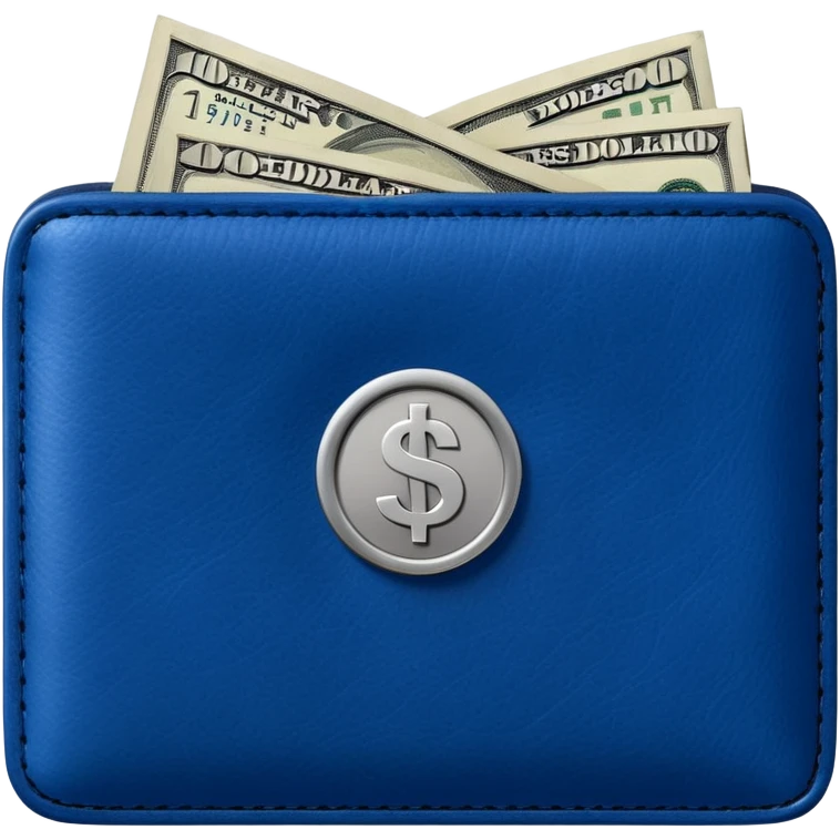  Deep Blue wallet with a single one dollar bill inside, just one dollar emoji