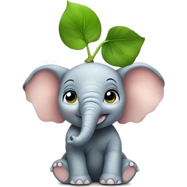 Baby elephant reaching for a leaf  emoji