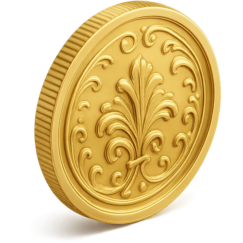 3D style gold coin, shiny and detailed, floating with a slight shadow, no text emoji