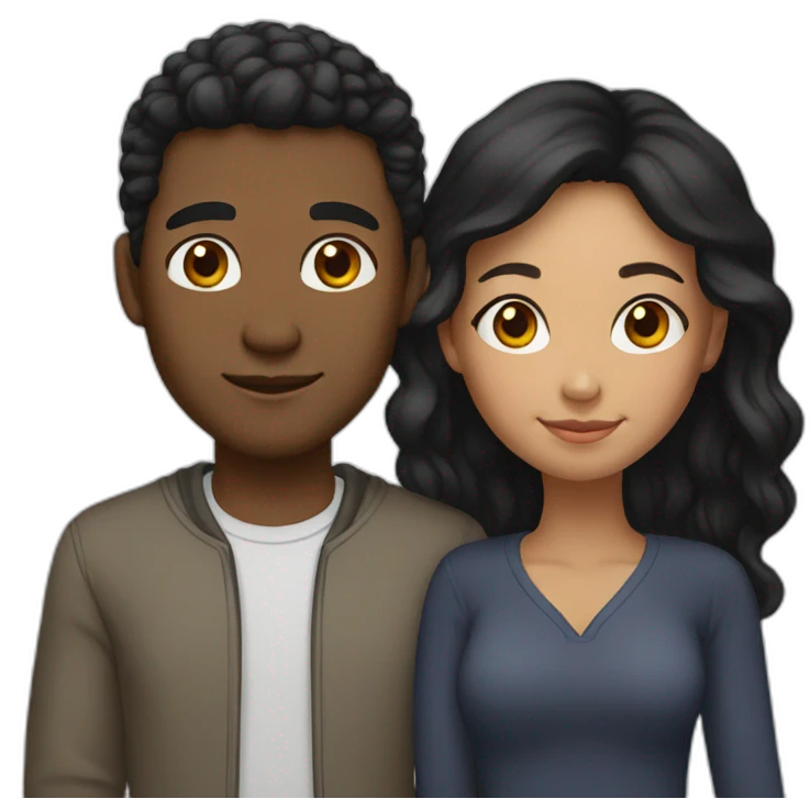 mixed race couple black and asian emoji