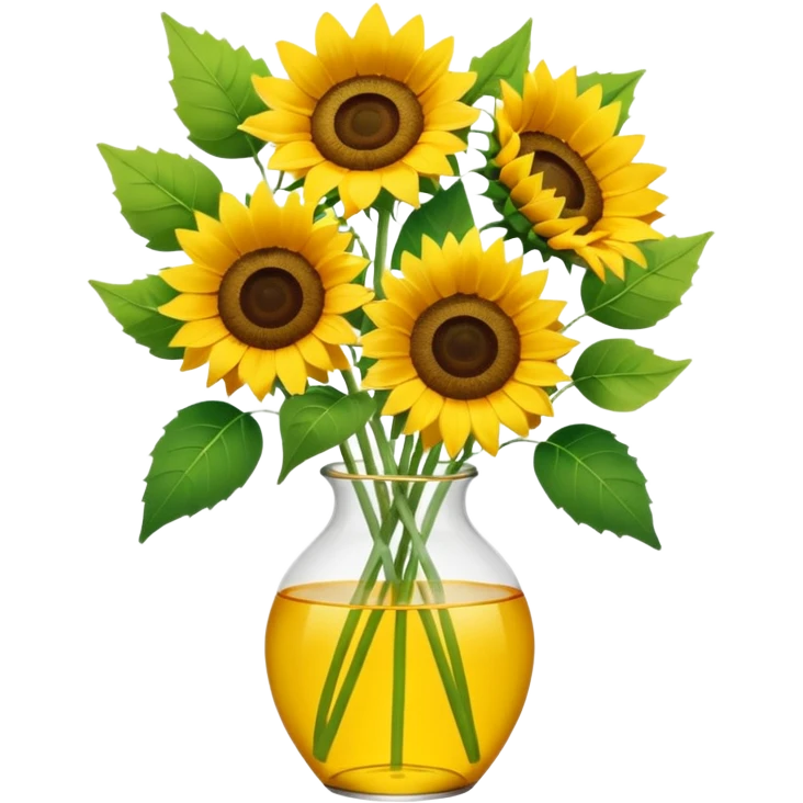 sunflower bouquet in a clear vase with scandinavian minimalist vibe emoji