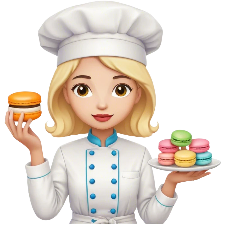 girl chef holding a macaron emoji