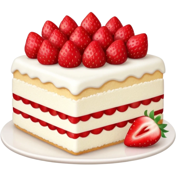 slice of white cake with strawberries on top emoji