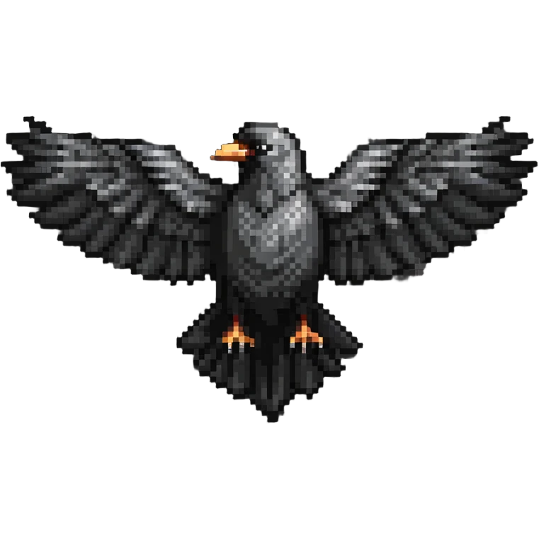 Flying crow with wings spread emoji