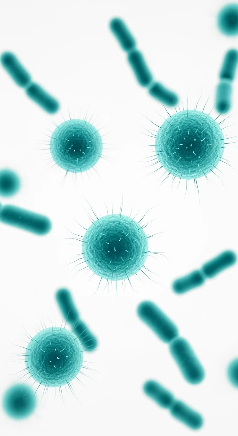 BATTERI INTESTINALI TURCHESI FLUTTUANO IN ARIA IN 4K, SFONDO BIANCO emoji