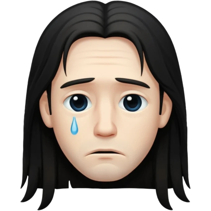 Sad man: dark and long hair emoji