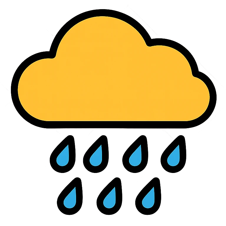 rain icon, simple and clear, colored lineal with black outlines emoji