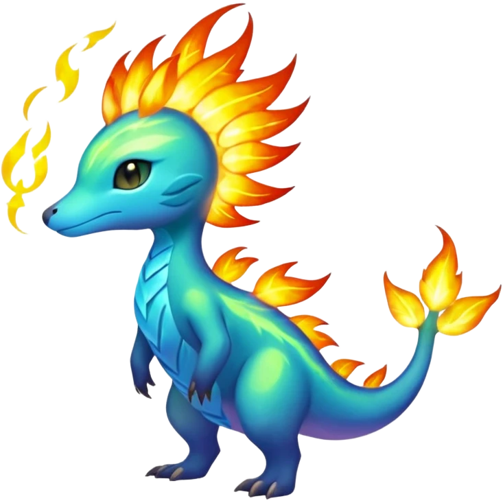 Elemental Exotic Tropical Celestial Fiery Sparky Fierce Flaming Viney Vinal Dusky Aurorus-Amaura-Auroras-Pokémon-Fakémon-creature emoji