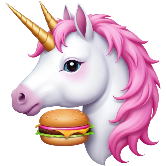 Unicorn eating a burger  emoji