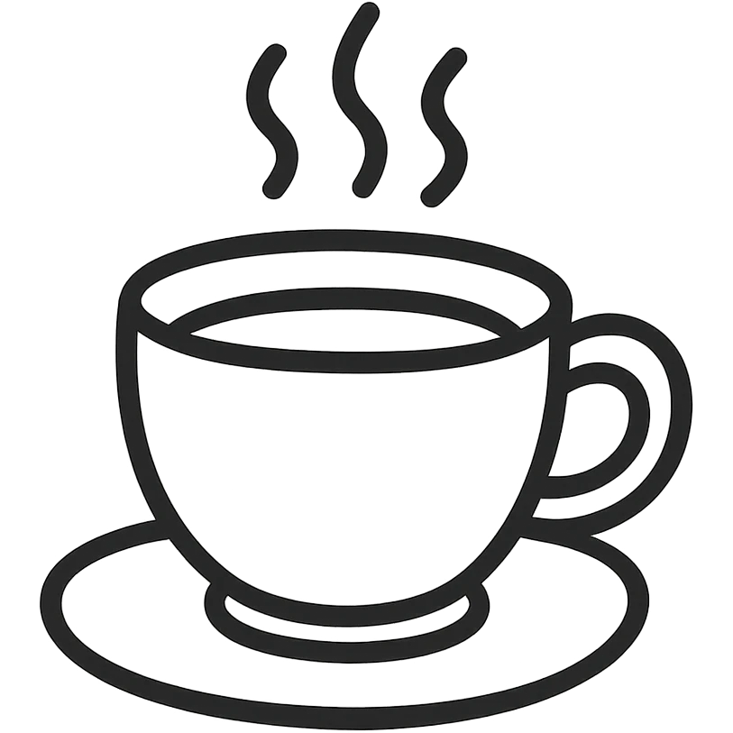 hand-drawn outlined icon of a cup of coffee emoji