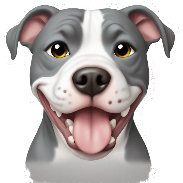 Grey and white pitbull saying “I love you” emoji