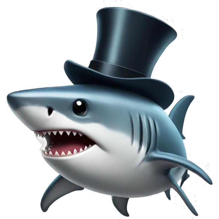Shark with a top hat emoji