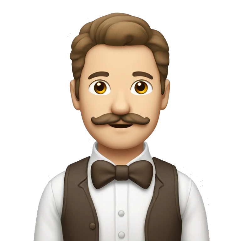 Homme à moustache, blanc, brun avec un chat gris  emoji