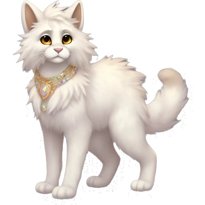 Furry, sparkle, iridescent, colorful, pastel, edgy, cool, fantasy beautiful, brown, beige, white, divine, godly, angelic, animal, anthro, full body, fursona, feline emoji