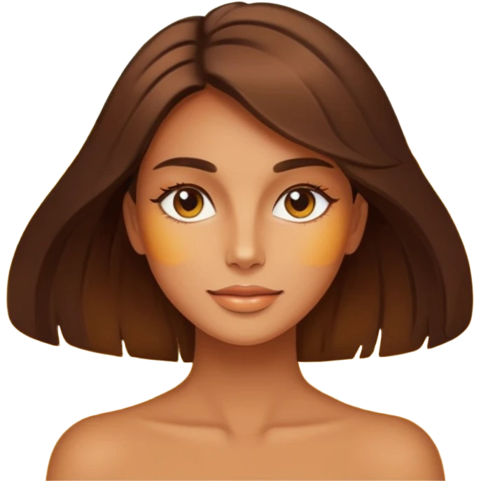 Tan brunette womans face superimposed on an image of the sun emoji