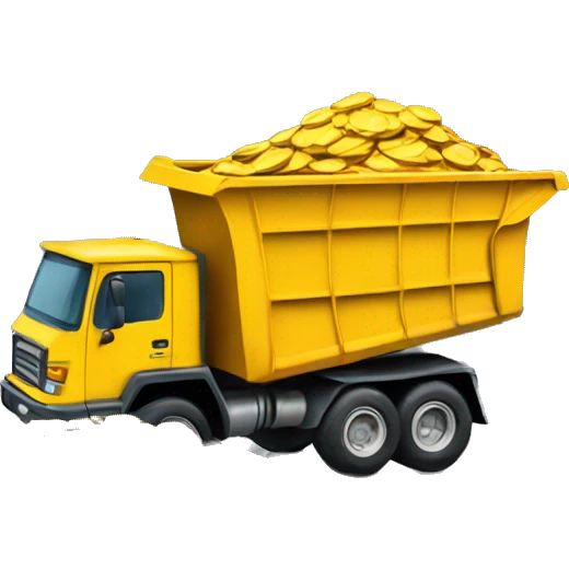 dump truck dumping coins emoji