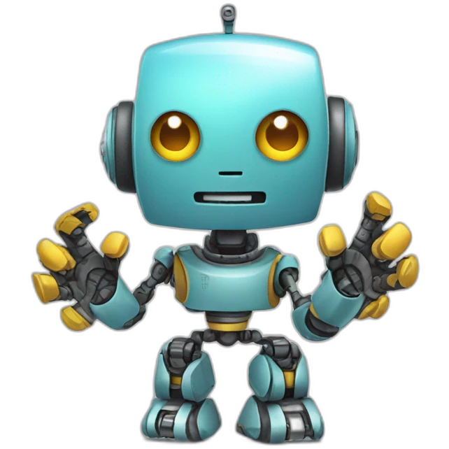 Robot wearing hands emoji