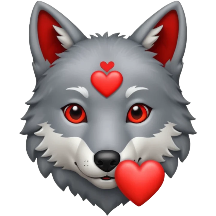 wolf holding a red heart emoji